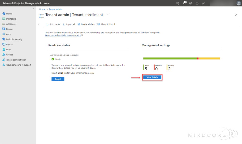 Windows Autopatch Tenant enrollment.