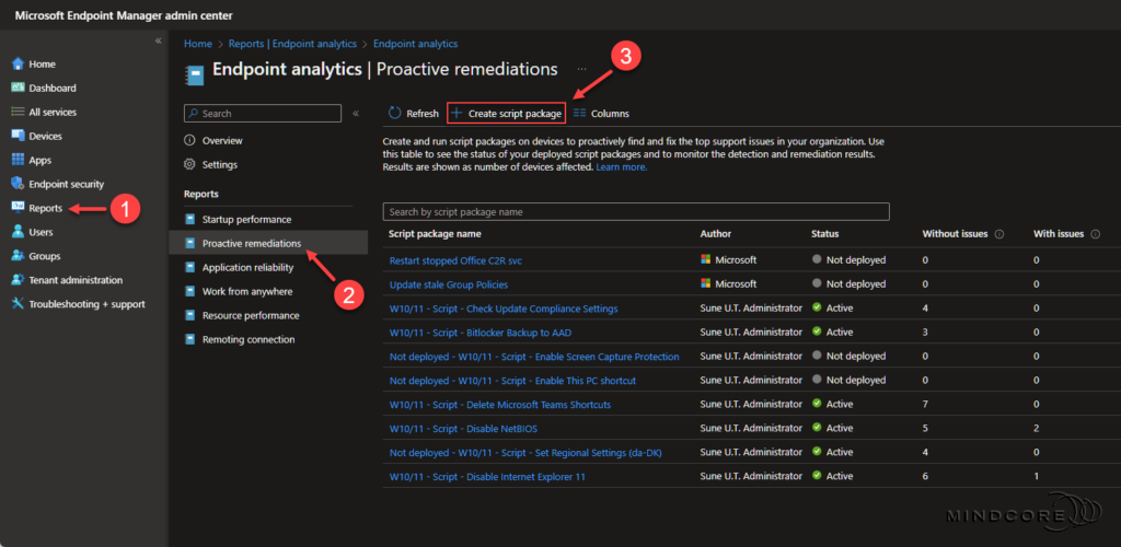 The proactive remediation script package.