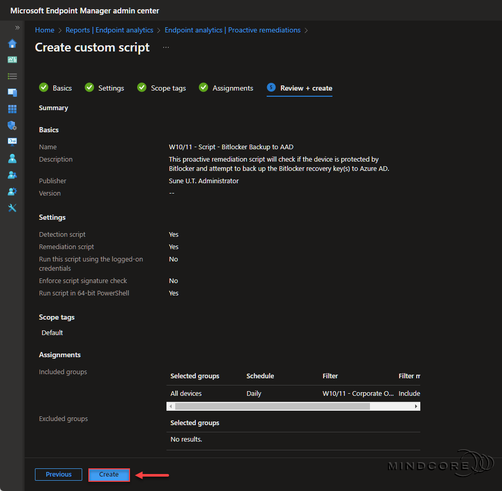 The proactive remediation script package.