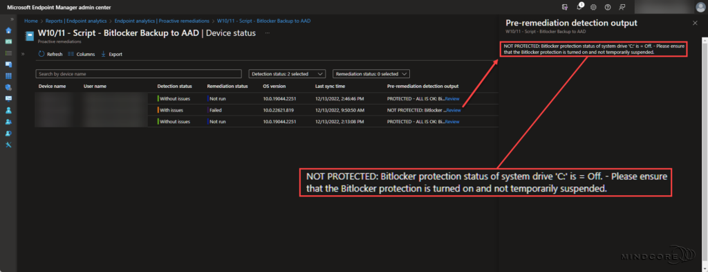 Migrate Bitlocker recovery key(s) to Azure AD - Script output.