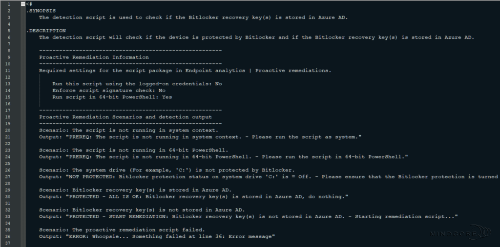 The proactive remediation script.