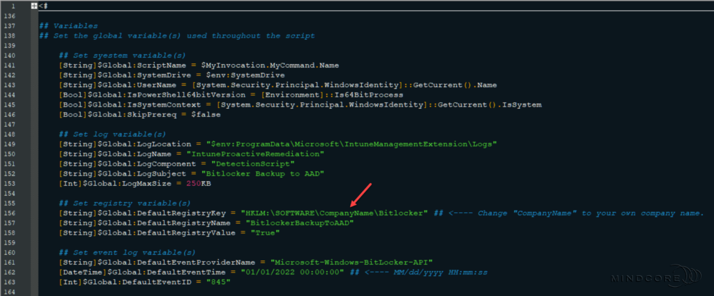 The proactive remediation script.