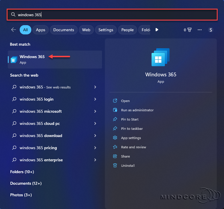Windows 365 SSO Experience (Windows 365 App).