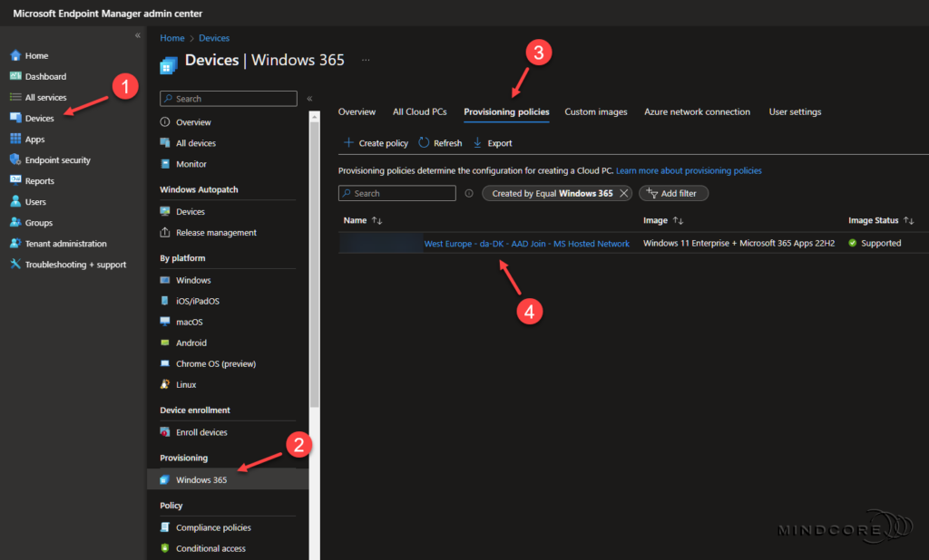 Provisioning policy.
