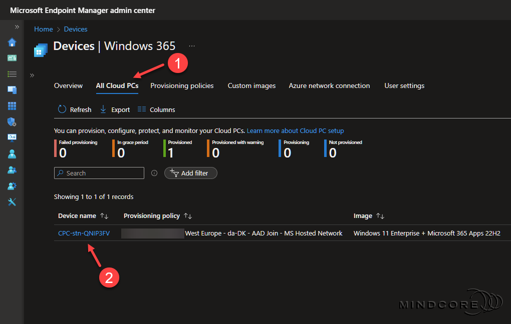 Reprovision the Cloud PC.