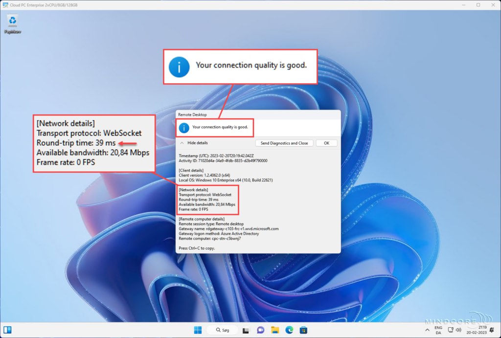 Windows 365 - Round-trip time (RTT)