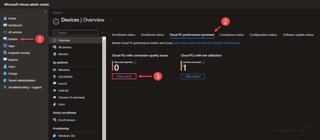 Cloud PC Connection quality report