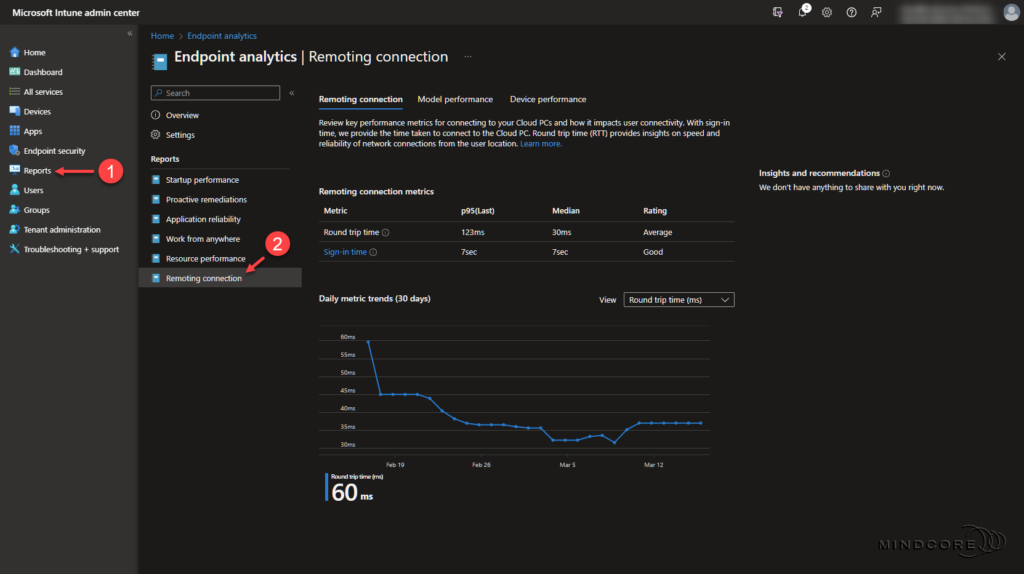 Remoting connection report