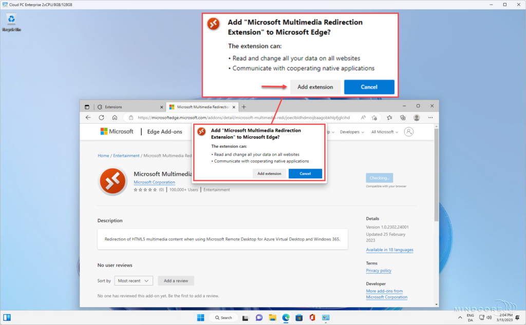 Windows 365 - Add Extension